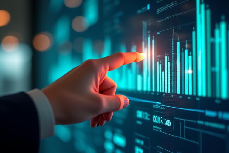 Mano che indica un grafico di opportunità strategiche AI